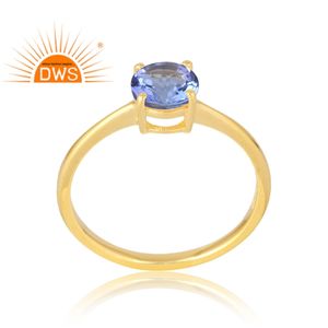 Última Venta de plata de ley 925 chapado en oro de 18 quilates anillo de piedras preciosas de tanzanita Natural joyería fina Demi para mujer regalo para ella - Product Image 1