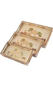 Ensemble de plateaux imprimés d'animaux en bois 3 pièces fabriqués à la main Technique d'émail de couleur sans BPA Design de luxe moderne-Craft Emporium 100pcs - Product Image 4