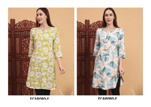 Kurti en rayonne de coton de style traditionnel pour les femmes les plus demandées pour les fêtes de festivals occasions ethniques impression numérique - Product Image 3