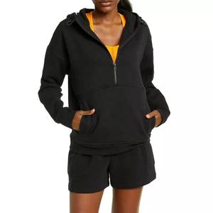 2022 New Plain Pullover Hoodie Sweatshirt <b>Women</b> <b>Black</b> Oversize Front Zip up Hoodie - Product Image 1