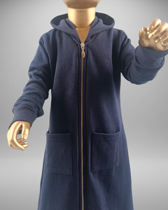 Sudadera con capucha Abaya con cremallera completa modesta y acogedora de secado rápido transpirable polar de talla grande para niñas al por mayor, ropa informal hasta el suelo - Product Image 2