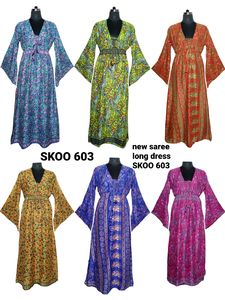 Nuevo vestido de Sari de mezclilla lavable antiestático bohemio de alta moda hasta el suelo listo para enviar para mujeres cómodo diseño elegante - Product Image 2