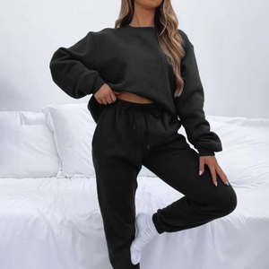 Femmes personnalisé poids lourd coton polaire surdimensionné goutte épaule pull sweat costume sérigraphie femmes survêtements - Product Image 4