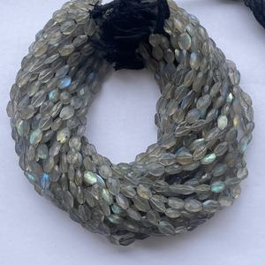 Perles de pierres précieuses ovales facettées en labradorite grise naturelle de 6 mm, 8 mm, 10 mm, brins pour la création de bijoux, qualité AAA, certifiées IGI, faites à la main - Product Image 1