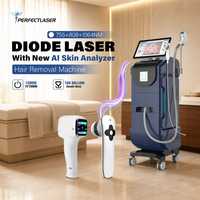 Mesin Penghilang Bulu Laser Diode Perfectlaser AI Skin Analyzer 755nm 808nm 1064nm 2 Juta Piksel Sistem Pendingin Air dan Udara