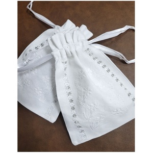 Wholesale High Quality Quang Thanh Embroidery Hemstitch Sachet Pillowcase White Cotton Sachet Bag White Flower Design Knitted - Product Image 1