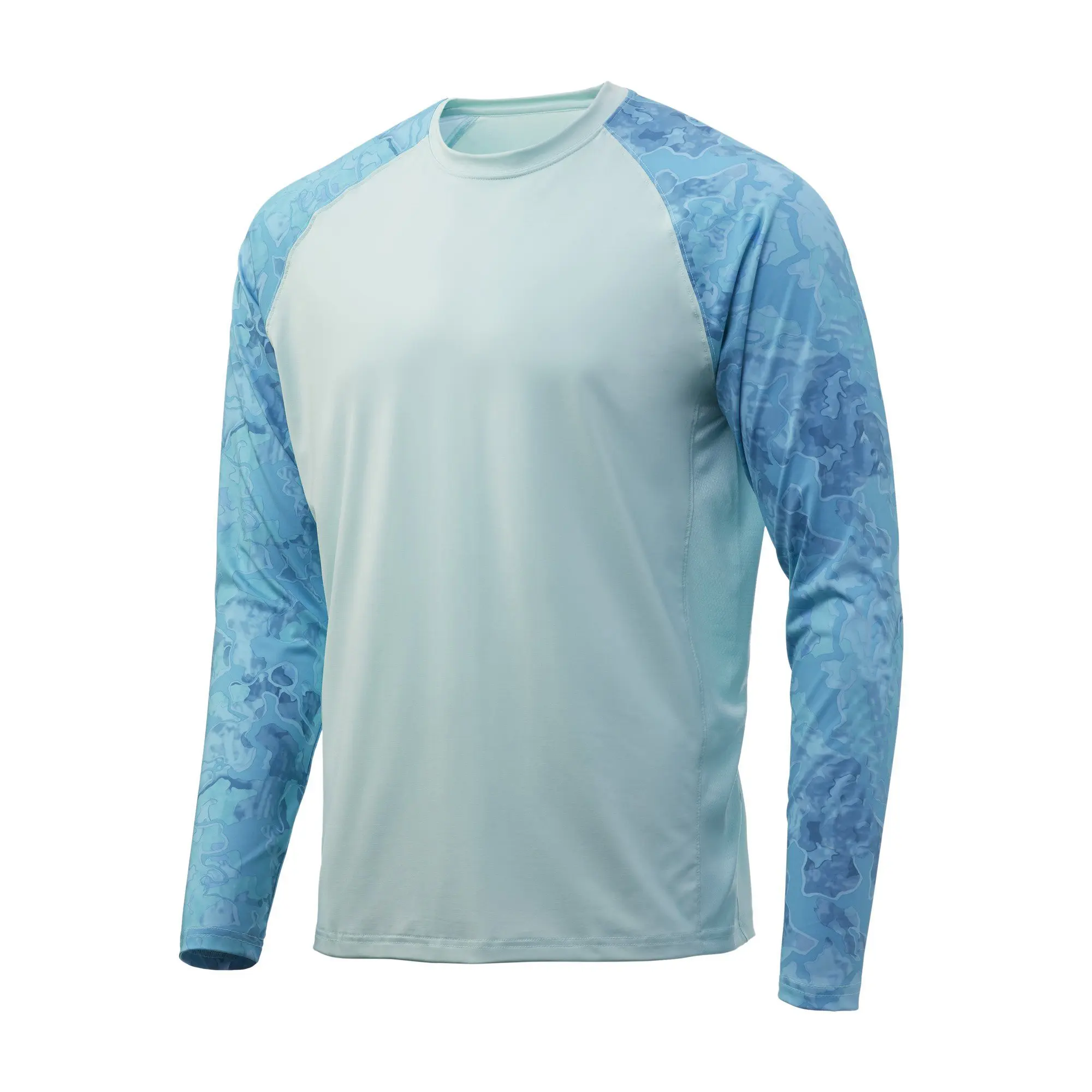 Roupas de pesca masculinas UPF 50 Stretch de poliéster com proteção UV Camisas de sol de mangas compridas Camisas de pesca leves e frescas