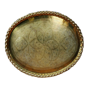 Plato Redondo Árabe de Latón de Alta Calidad con Grabado y Acabado Pulido para Uso en la Cocina y como Plato Decorativo - Product Image 5