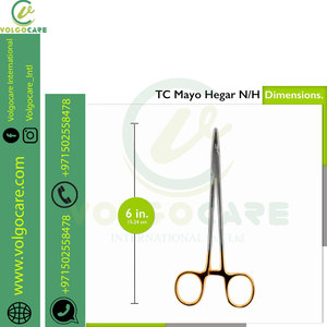 Premium Grade TC Mayo Hegar Needle/Suture Holder Driver Manual with <b>Tungsten</b> <b>Carbide</b> Inserts & Gold <b>Rings</b> 6 Inches - Product Image 4