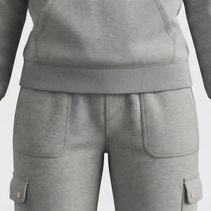Conjunto Deportivo de Pantalones Cortos y Sudadera con Capucha de Algodón de 400 GSM de Alta Calidad para Mujer, Estilo Urbano Holgado, Chándal Atlético para Gimnasio - Product Image 5