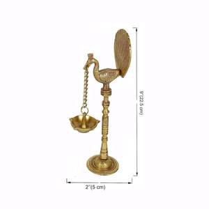 Par de Diyas Colgantes de Latón de 9 Pulgadas con Diseño de Pavo Real para Pooja, Decoración del Hogar, Color Amarillo Antiguo Estándar - Product Image 2