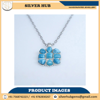 Pendentif Larimar fait main en argent sterling 925 avec sertissage clos, tendance, certifié, unisexe/femme, prix promotionnel, vente flash