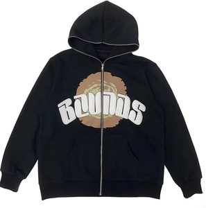 Sweat à capuche personnalisé de haute qualité bouffée impression Logo sweat surdimensionné coton fermeture éclair lourd polaire sweats à capuche pour hommes - Product Image 4