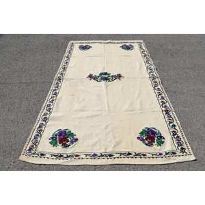 Alfombra turca Vintage de retazos Beige tradicional de 5x8 pies estilo Tabriz respaldo de látex de lana rectangular respetuoso con el medio ambiente - Product Image 1