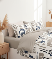 Parure de lit de luxe 3 pièces en microfibre tissée 100 % biologique, 100 fils/cm², taille King, drap-housse doux et rafraîchissant, imprimé moderne, garnissage en polyester