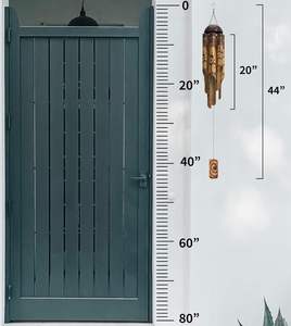 Campanas de viento de bambú rústicas-Campanas de viento de madera para exteriores Diseño floral grande quemado con corona de coco - Product Image 2