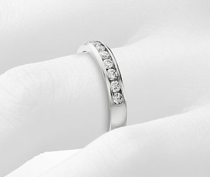 14k White Gold Wedding Band <b>Ring</b> Half Full Eternity Round Brilliant Cut Trendy HPHT CVD Lab Diamond IGI Anniversary Parties - Product Image 4
