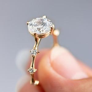 IGI Round Lab Grown Diamond Ring14K Gold Lab Créé Bague en diamant pour mariage et bague de fiançailles ou bande - Product Image 3