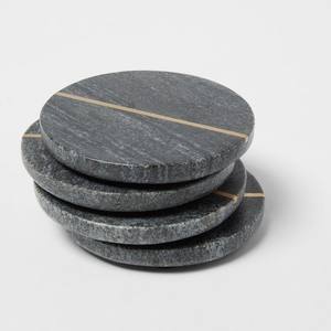 Elegant Gray Marble <b>Coaster</b> Set Custom <b>Wine</b>/Beverage Cup Mat Holder Round Pad for Serving Drinks Home Table Acube Industries - Product Image 1