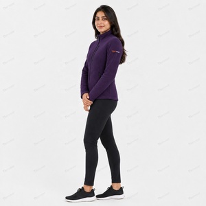Chaqueta Polar Morada para Mujer Tiierwear, Cuello Alto, Cierre de Cremallera, Transpirable, Ecológica, de Secado Rápido, 100% Algodón, para Invierno - Product Image 4