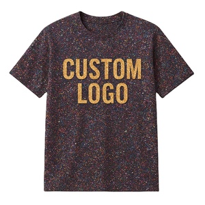 เสื้อยืดคอเต่าแขนสั้นผ้าฝ้ายถัก 100% พิมพ์ลายกลิตเตอร์ทั้งตัว ชายเสื้อเรียบ รับสกรีนโลโก้ ทรงใหญ่ ระบายอากาศดี สไตล์วินเทจ - Product Image 3