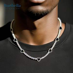 Vente chaude 925 Argent 14K Plaqué Or 4mm Icy Black Heart Chaîne De Tennis Nouveaux Colliers Moissanite À La Mode - Product Image 1