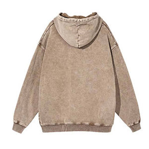 เสื้อฮู้ดดี้ผู้ชายแขนยาวทรงโอเวอร์ไซส์ ผ้าฟลีซเนื้อนุ่มพิเศษ พิมพ์ลายนูนแบบพัฟฟ์ ล้างสีแบบแอซิดวอช พร้อมโลโก้สั่งทำพิเศษ 100% ผ้าฝ้าย สำหรับฤดูหนาว - Product Image 4