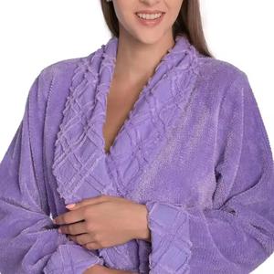 Automne hiver flanelle peignoir pour hommes femmes grande taille coupe ample cordon couleur unie Cora polaire Couples - Product Image 3