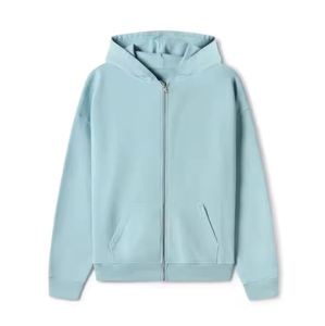 Full Zip Mens Hoodie with Ribbed Hem Soft Cotton Hoodie <b>Jacket</b> for Men Zipper Front <b>Thick</b> Fabric OEM Manufacturer - Product Image 1