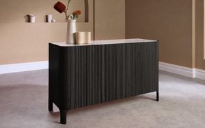 <span class=keywords><strong>Buffet</strong></span> de salon à cadre en chêne lavé noir avec marbre haute densité de 18mm et <span class=keywords><strong>buffet</strong></span> en marbre de qualité supérieure - Product Image 3