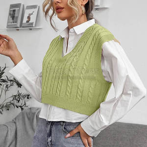 Cheap Price Windproof New Style Cropped Knitted Vest New Arrival Casual Wear Cropped Knitted Vest - Product Image 5