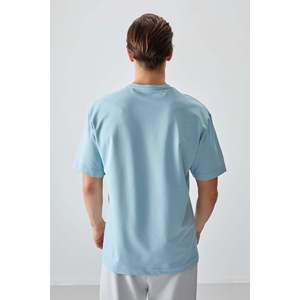 T-shirt basique pour homme Air Jones, bleu clair, coupe ample, en coton épais et doux - Modèle 88377 pour un usage décontracté - Product Image 5