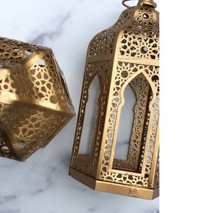 Top Seller Gold Metal Moroccan Candle <b>Lantern</b> for Tabletop Home Ramadan Eid Decorative Handmade Candle <b>Lanterns</b> - Product Image 2