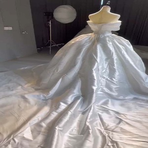 Robe de mariée à épaules dénudées, manches courtes, élégante, Maxi, pour femmes, 1001 - Product Image 3