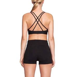 ชุดโยคะ2ชิ้นสำหรับผู้หญิง,ชุดบราและกางเกงขาสั้นผ้าโพลีเอสเตอร์สแปนเด็กซ์สีดำกำหนดเอง2023 - Product Image 2