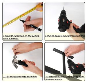 Lot de 2 crochets de <span class=keywords><strong>rangement</strong></span> pour <span class=keywords><strong>plafond</strong></span> en métal robuste pour suspendre des articles de vaisselle volumineux - Product Image 6