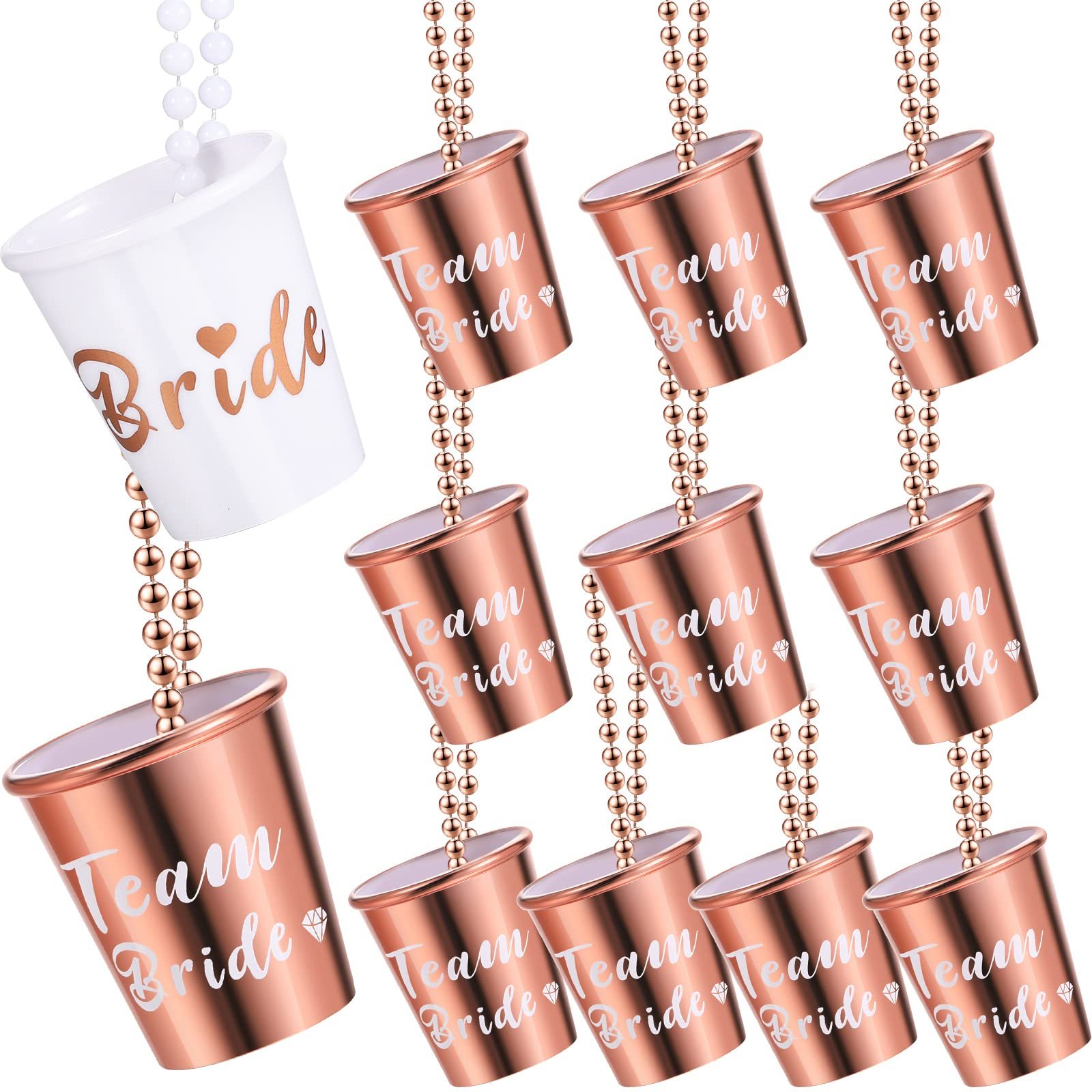 12 Verres à Liqueur Collier Mariage - Kit EVJF Team Bride & Bride To Be Avec Chaîne En Plastique Et Perles