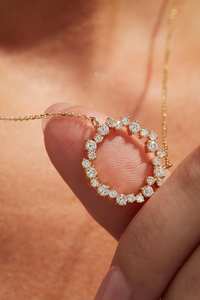 14K oro laboratorio cultivado diamante racimo colgante collar diamante colgante fino colgante aniversario regalo para mujeres - Product Image 3