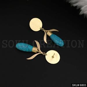Pendientes de gota de diseño de declaración chapados en oro hechos a mano SKU6803 joyería colgante de moda - Product Image 1