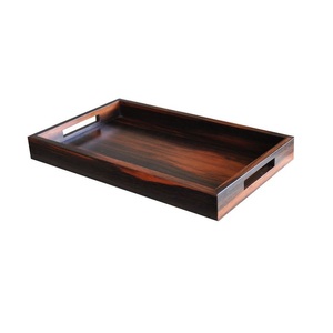 Rustic wooden serving <b>tray</b> with brown finished and stylish handles ideal for serving snacks <b>drinks</b> and tea - Product Image 1