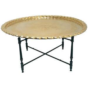 Luxury Round Shape <b>Coffee</b> Table Moroccan Tray Metal Golden Finished Classic Round Shaped <b>Coffee</b> Table Base Iron <b>Stand</b> - Product Image 1
