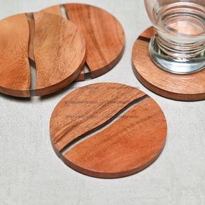Mejor diseño de medio y medio patrón de madera y resina Mejor posavasos de té Comprar al fabricante exportador indio STAR CRAFTS INDIA - Product Image 4