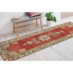 Alfombra roja étnica anatólica estampada: diseño turco vintage, alfombra delgada no tejida - Product Image 4