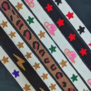 MD HANDICRAFTS Sangle de sac à main moderne brodée à la main perlée à paillettes avec logo personnalisé Sangle multi-occasions - Product Image 1