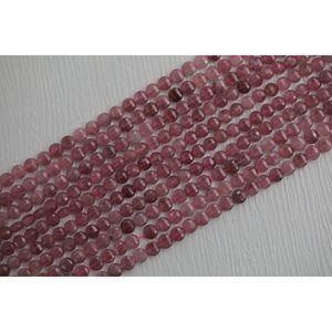 Collar de Cuentas de Turmalina Rosa Rubelita Facetadas en Forma de Moneda - Product Image 1