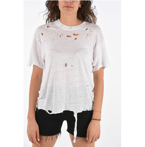 Transpirable personalizado al por mayor en blanco desgastado buena calidad camiseta rasgada moda Streetwear camiseta - Product Image 4