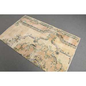 3.2x5.2 ft Turkish Rug, Vintage Rug, <b>Yellow</b> Floral <b>Wool</b> Rug - Product Image 1