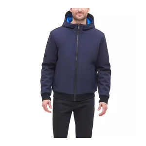Veste Softshell pour hommes, design personnalisé, couleur marine, unie, nouvelle mode, doublée en polaire, style fermeture éclair, vestes d'extérieur à capuche et séchage rapide - Product Image 1