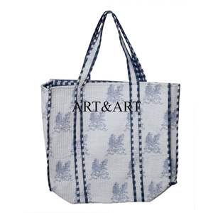 Sac fourre-tout en coton pour femme, imprimé à la main, style bohème indien, été, avec bandoulière - Product Image 1
