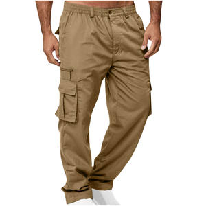 Pantalones Cargo con estampado de lona de alta calidad de fábrica para hombre, Pantalones rectos planos informales de invierno con múltiples bolsillos para Fitness - Product Image 1